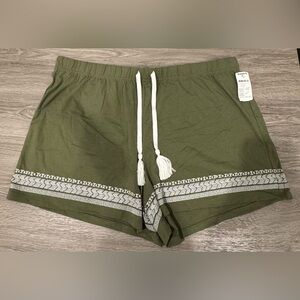 Sonoma Olive Green & White Pajama Shorts Size L New With Tags